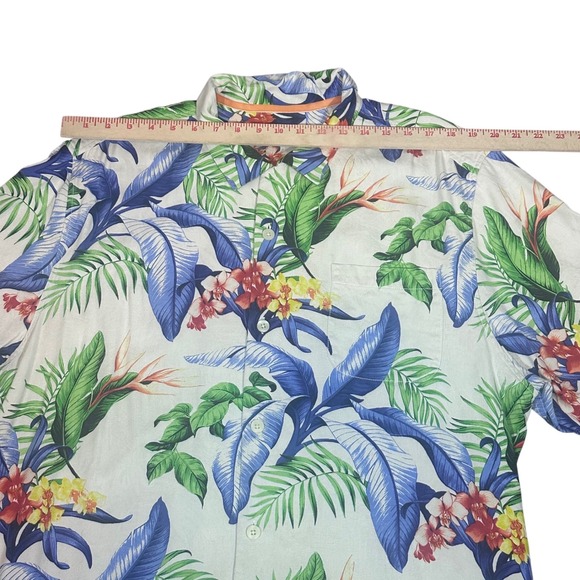 Tommy Bahama Shirt Men's XL White Blue Tropical Floral 100% Silk Camp Shirt - Picture 5 of 11